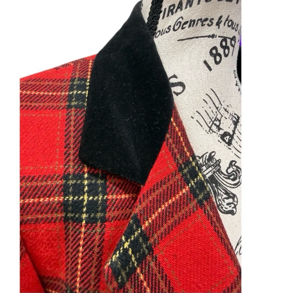Sag Harbor Vintage Red Plaid Women's Wool Blend Blazer - Picture 6 of 9